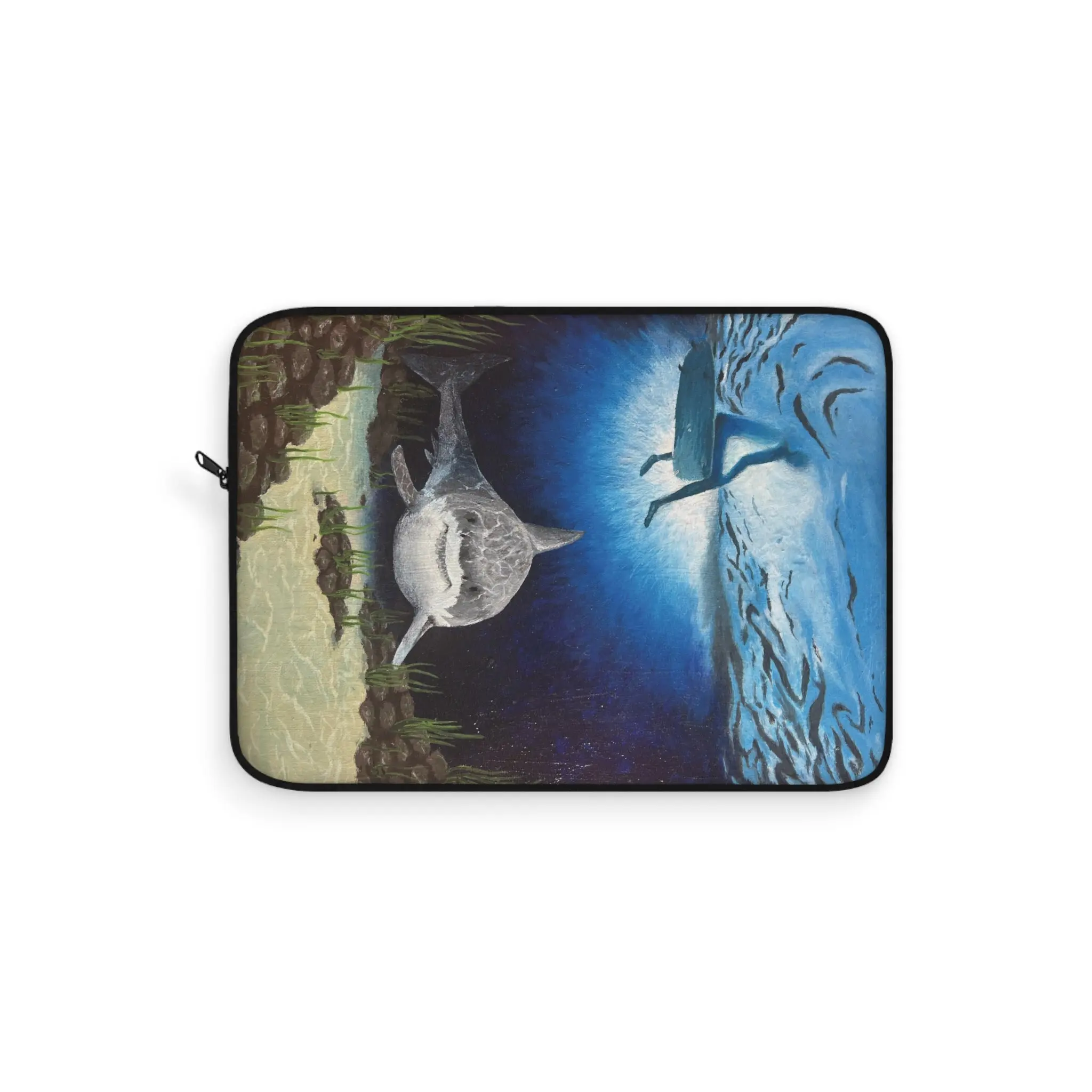 Underwater Shark Art Laptop Sleeve — Ocean Diver Scene Laptop Case