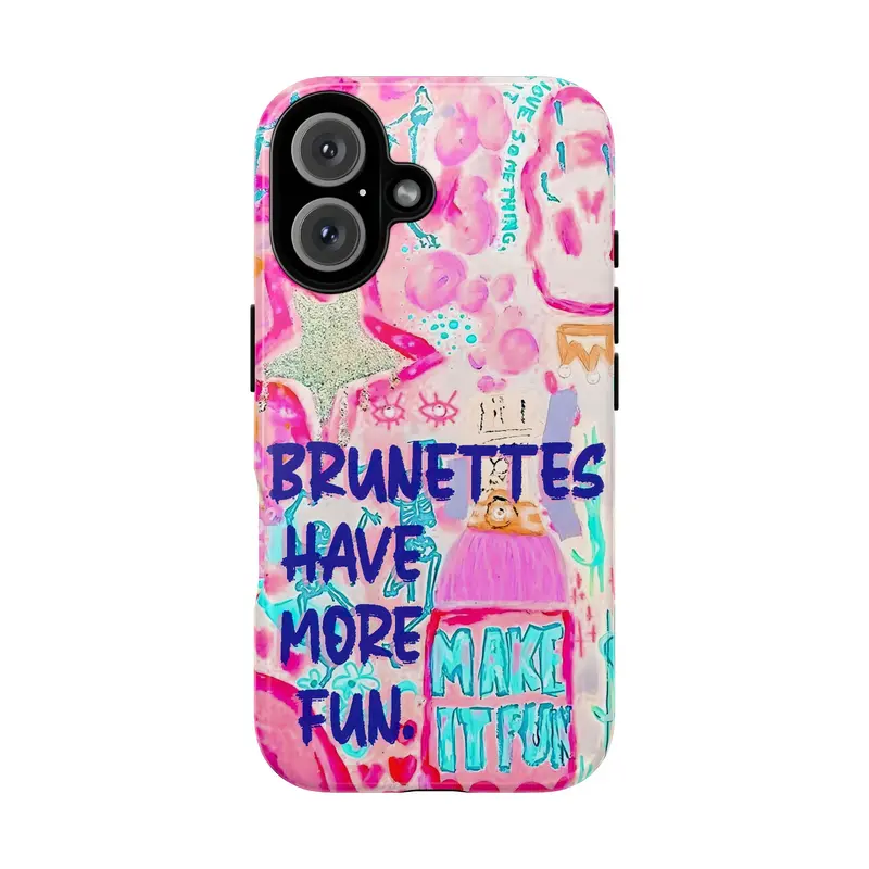 Compatible with iPhone 17 promax Brunettes Have More Fun Phone Case Make It Fun Pink Collage Summer Cute Girls Phone Case Phone Cover Hard Case Tough 2-piece Phone Cases