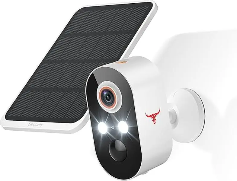 Solar Security Camera 1080P Full HD Wireless Color Night Vision AI Human Detection 2-Way Audio 2.4G WiFi Live View Indoor Outdoor Surveillance with  2 Spotlights & Solar Panel