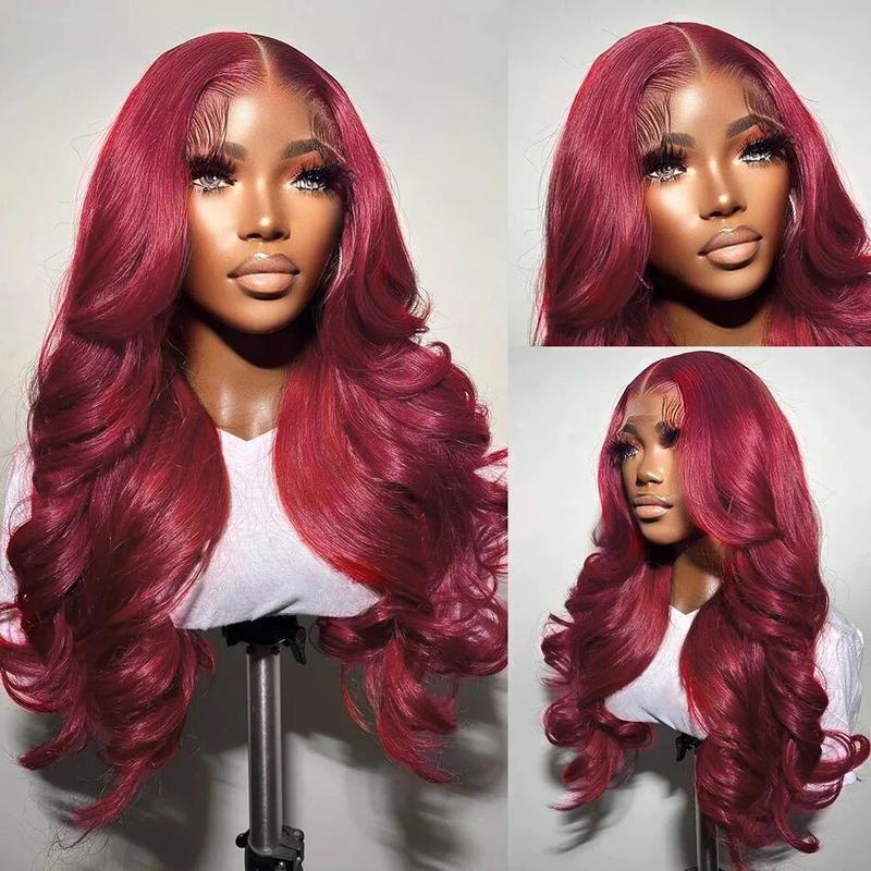 Bling Hair 99J Burgundy 13x6 Lace Front Wig Body Wave Colored Human Hair Wigs 180% 13x4 99J Color Transparent Lace Frontal Wig For Women