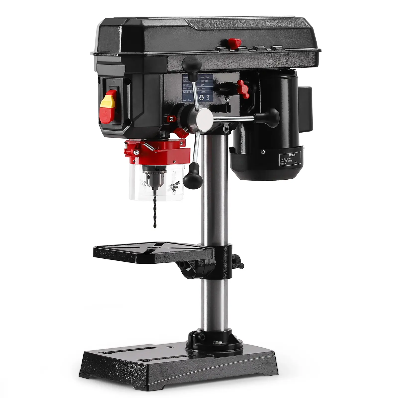 Garvee 8-In Benchtop Drill Press with 2.5A Motor, 5-Speed & 0-45° Tilting Table for Wood & Metal