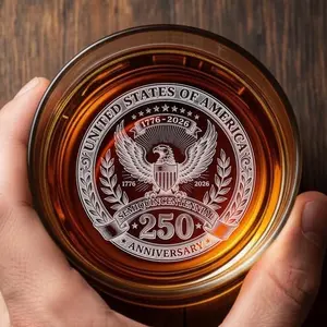 United States 250th Anniversary Engraved Rocks Whiskey Glass, USA Patriotic Gift For Him