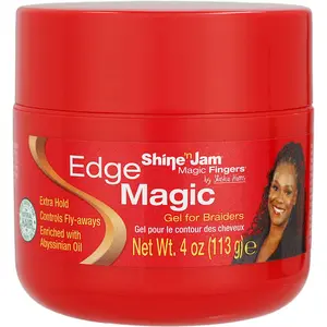 Shine 'n Jam Edge Magic Fingers Gel for Braiders 4 oz with Silk Protein & Abyssinian Oil for Extreme Hold and Smooth Edges