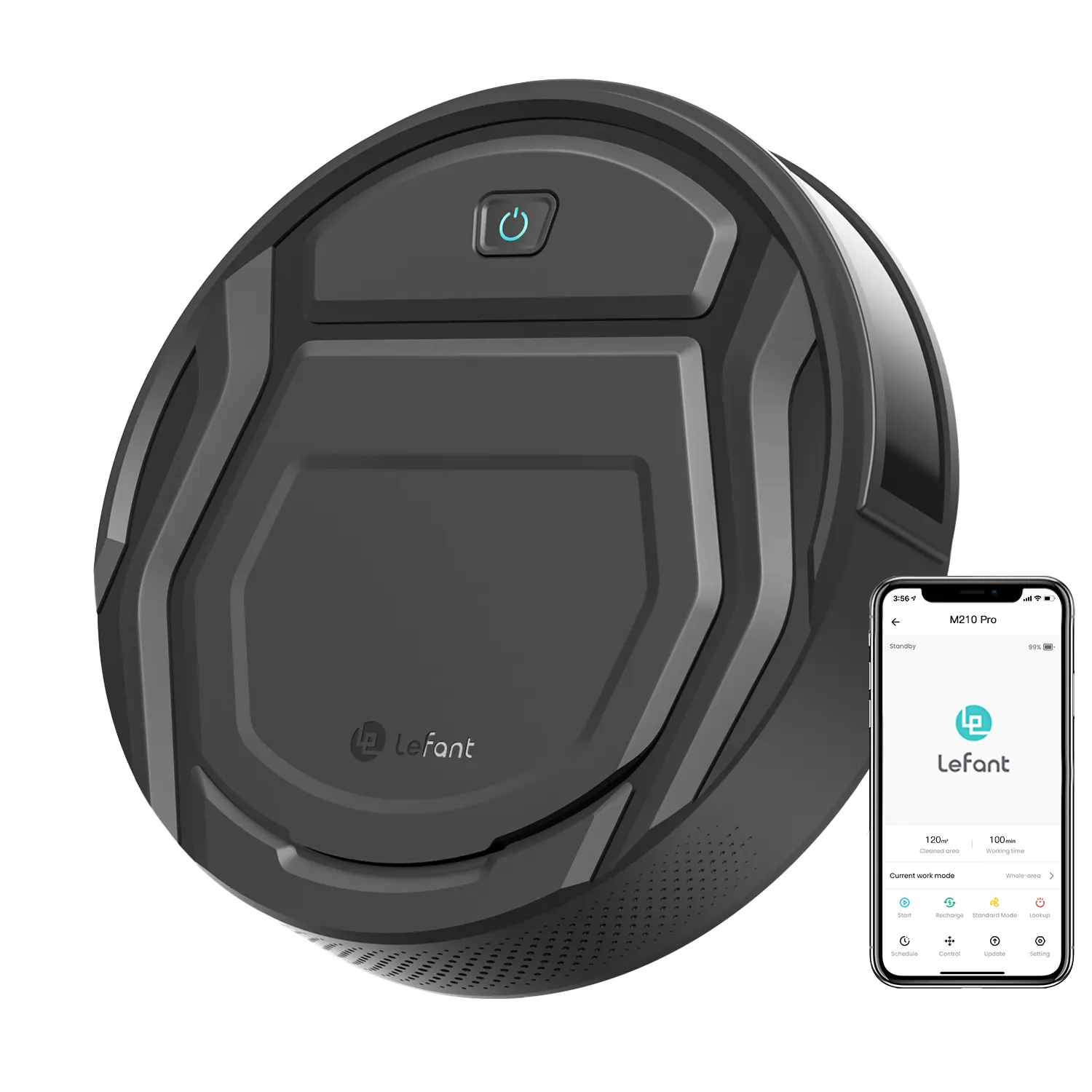 Lefant M210 Pro Robot Vacuum Cleaner – 2200Pa Suction, 120 Mins Runtime, Wi-Fi(2.4GHz ONLY)/App/Voice Control, Ideal for Hard Floors, Low-Pile Carpet & Pet Hair, Auto Recharge, White, Black, Gray, Household Appliances, Home Decor