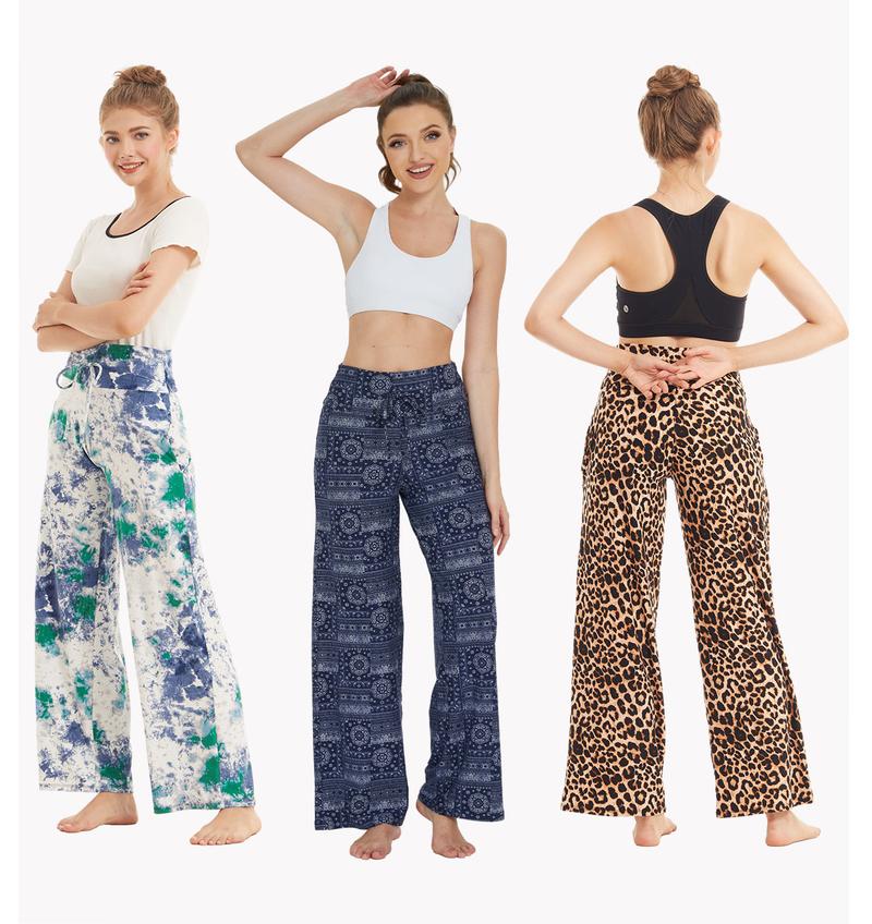 SHOWITTY 3 Pack Women's Wide Leg Pants with Pockets – High Waisted Loose Fit Sweatpants for Yoga, Workout & Lounge