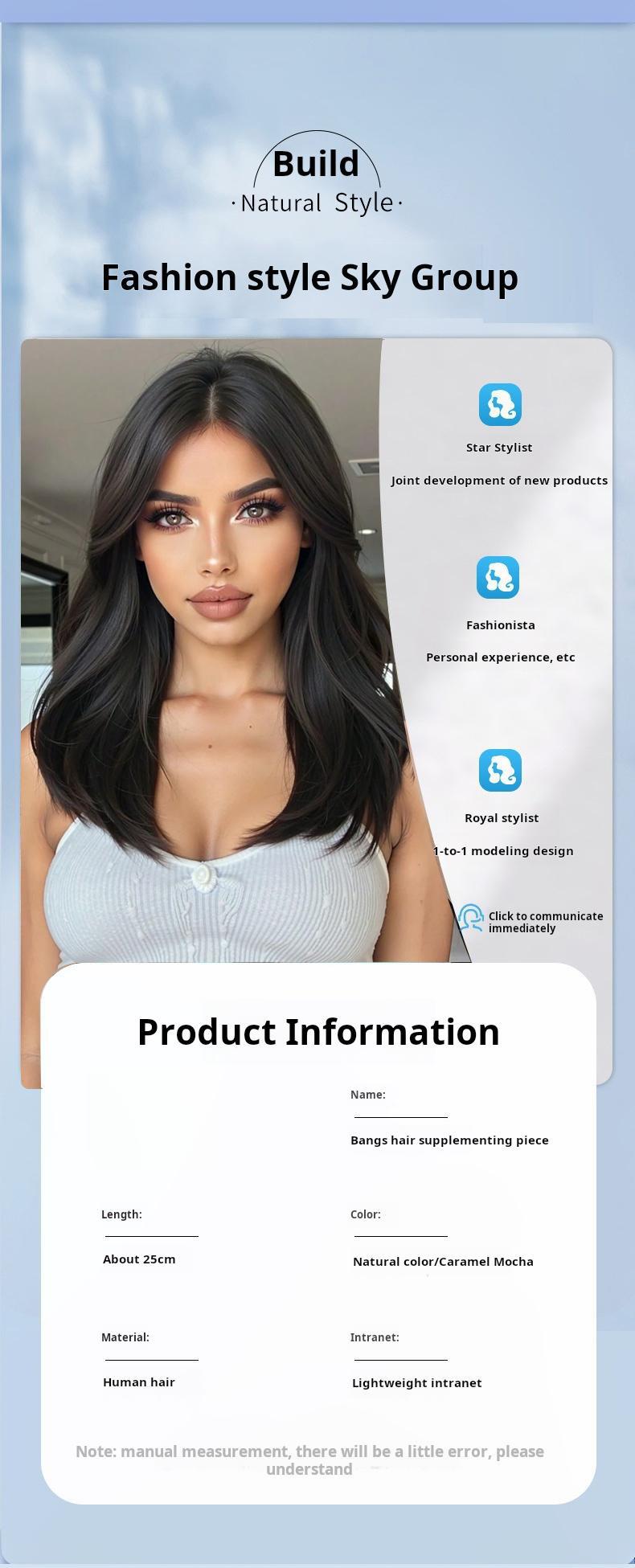 Real Hair Top Piece Bangs Clip-in Extension Natural Straight Lace Front Wig with Baby Hair Lightweight Breathable Daily Wear Human Hair Toppers for Bald Spots Breathable Silk Hair Topper for Thinning Hair wide parting