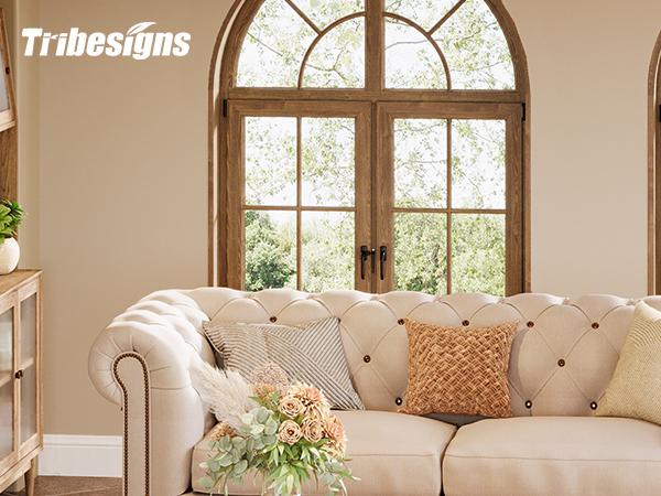 Tribesigns 31.5" Round Coffee Table, Farmhouse Circle Coffee Table with Metal Base, Modern Wood Accent Center Table for Living Room, Home Office