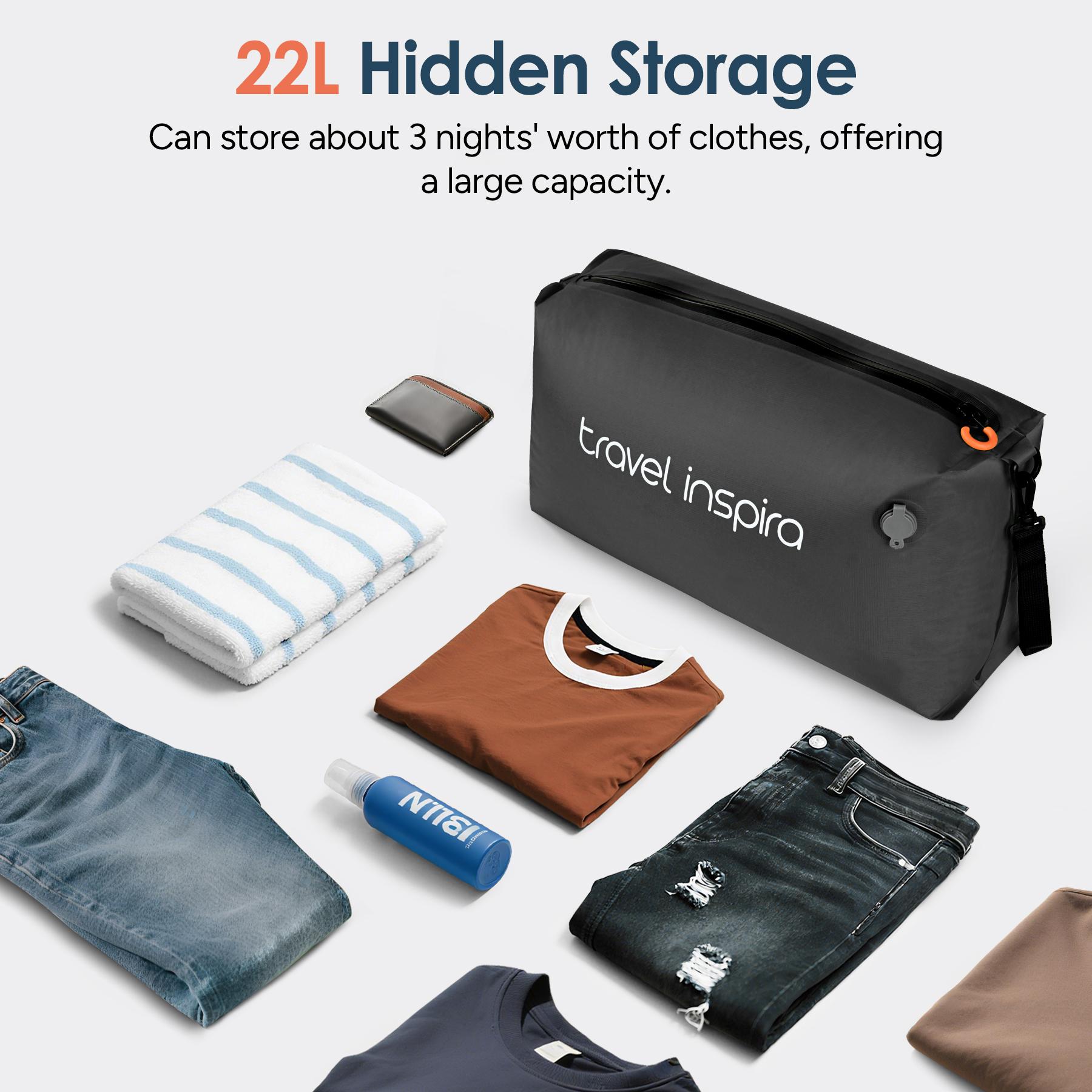 Travel inspira Vacuum Bags with Pump - Ultra-Durable Nylon Space Saver Compression Solution for Suitcases & Backpacks, Reusable, Lightweight, IP67 Airtight Zipper Seal, Light Black 2 Bags Set, outdoor