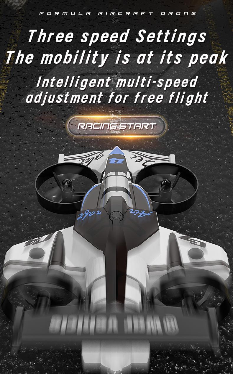 Remote-controlled car and plane combo, 360-degree drift tires, land and air capable, one-touch lift, impact-resistant materials, three adjustable speeds, perfect gift for boys and girls