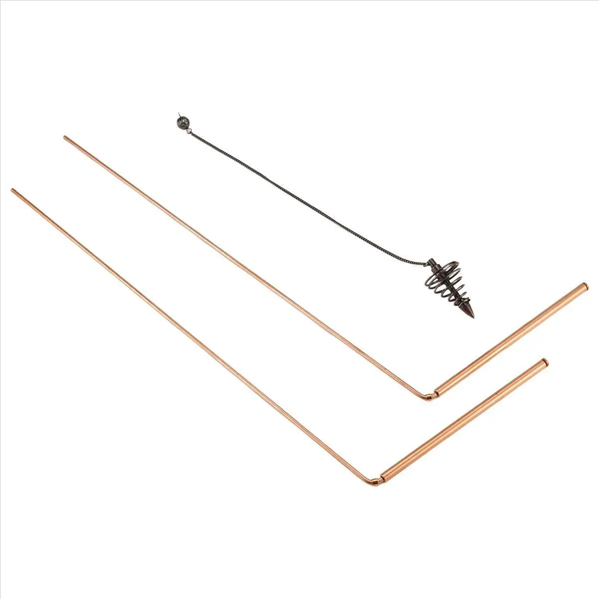 2Pcs Copper Dowsing Rods Spiritual Divining Rods Flexible Copper Rod Dowsing Spirit Rods with Pendulum Pendant