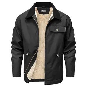 Zaitun Men's vintage jacket Winter Casual Warm Coat Fleece Lining Waterproof Outdoor Work Jacket