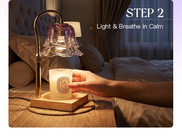 Relaxing Birthday Gifts for Women: Purple Flower Candle Warmer Lamp with Scented Candles Gift Set for Mom Dimmable Wax Warmer with Timer