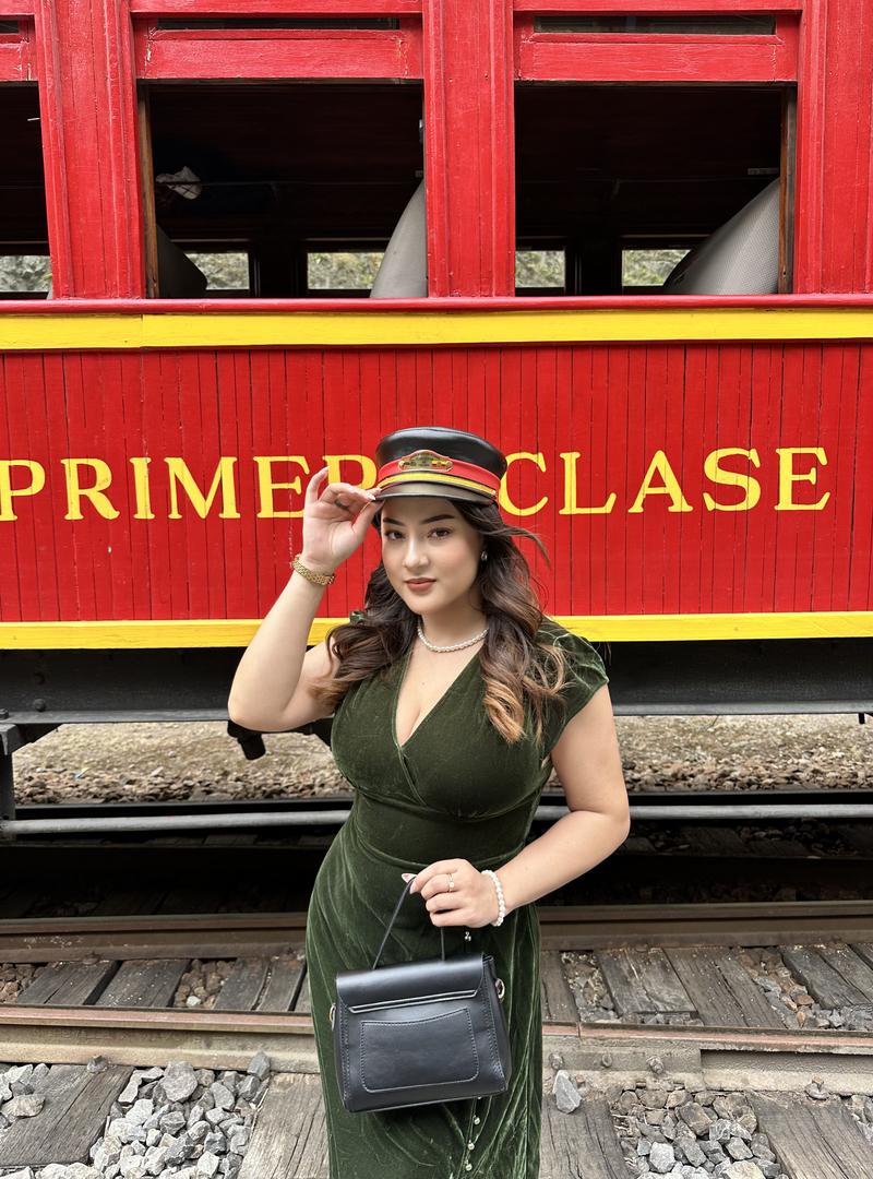 1940s Deep V-Neck Pearl Velvet Dress with Fur Buttons Vintage Casual Polyester Green Womenswear