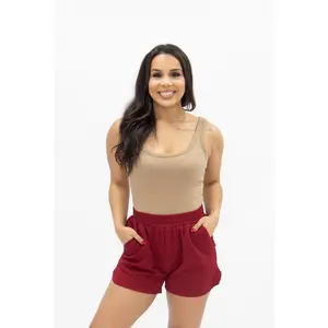 Maroon Knit Shorts