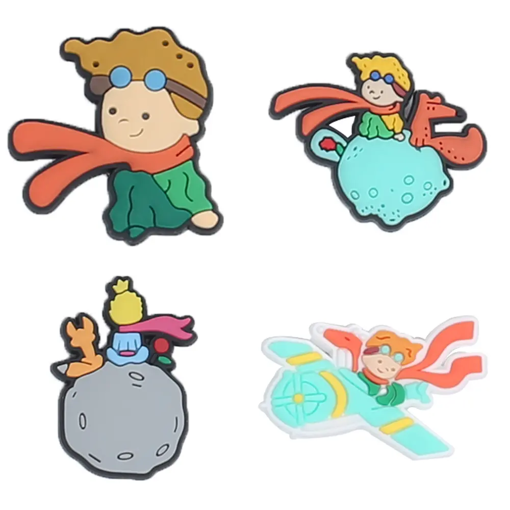 Cartoon Prince and Fox Croc Shoe Charms for Kids Boys Girls Women Men PVC Wristband Sandals Clog Accessories Party Favor with Dragon and Character Designs Footwear