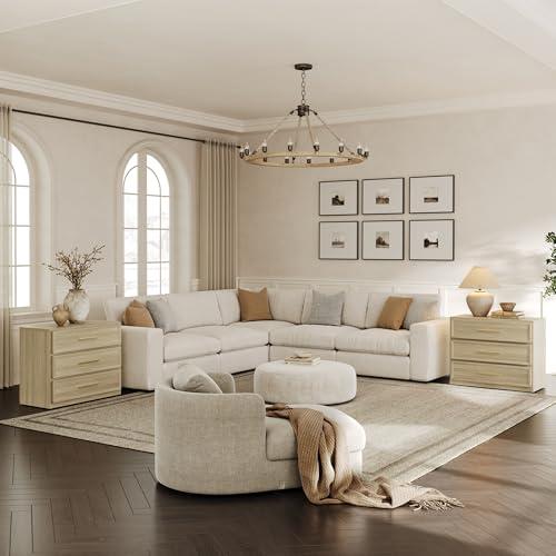 SICOTAS Night Stand Oversized Extra Large Nightstand Tall Bedside Side Table with 3 Drawers with Storage Modern End Table with Golden Handles Night Stands for Bedroom Sofa Couch Office