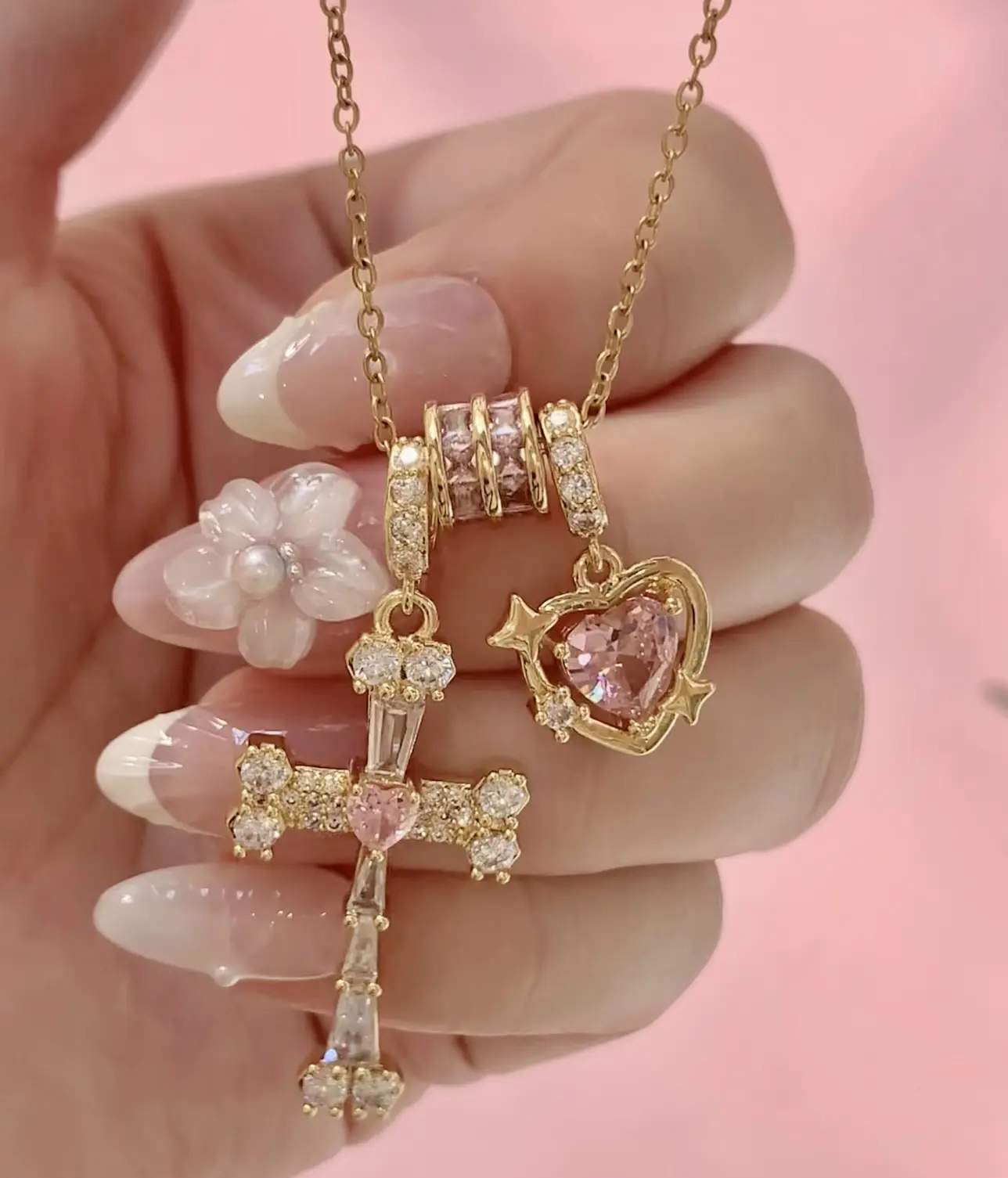 Havire Cross Necklace for Women Non Tarnish Chunky Heart Necklace Dainty Christian CZ Necklaces Easter Gifts for Her Faith Catholic Jewelry