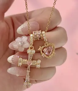 Havire Cross Necklace for Women Non Tarnish Chunky Heart Necklace Dainty Christian CZ Necklaces Easter Gifts for Her Faith Catholic Jewelry