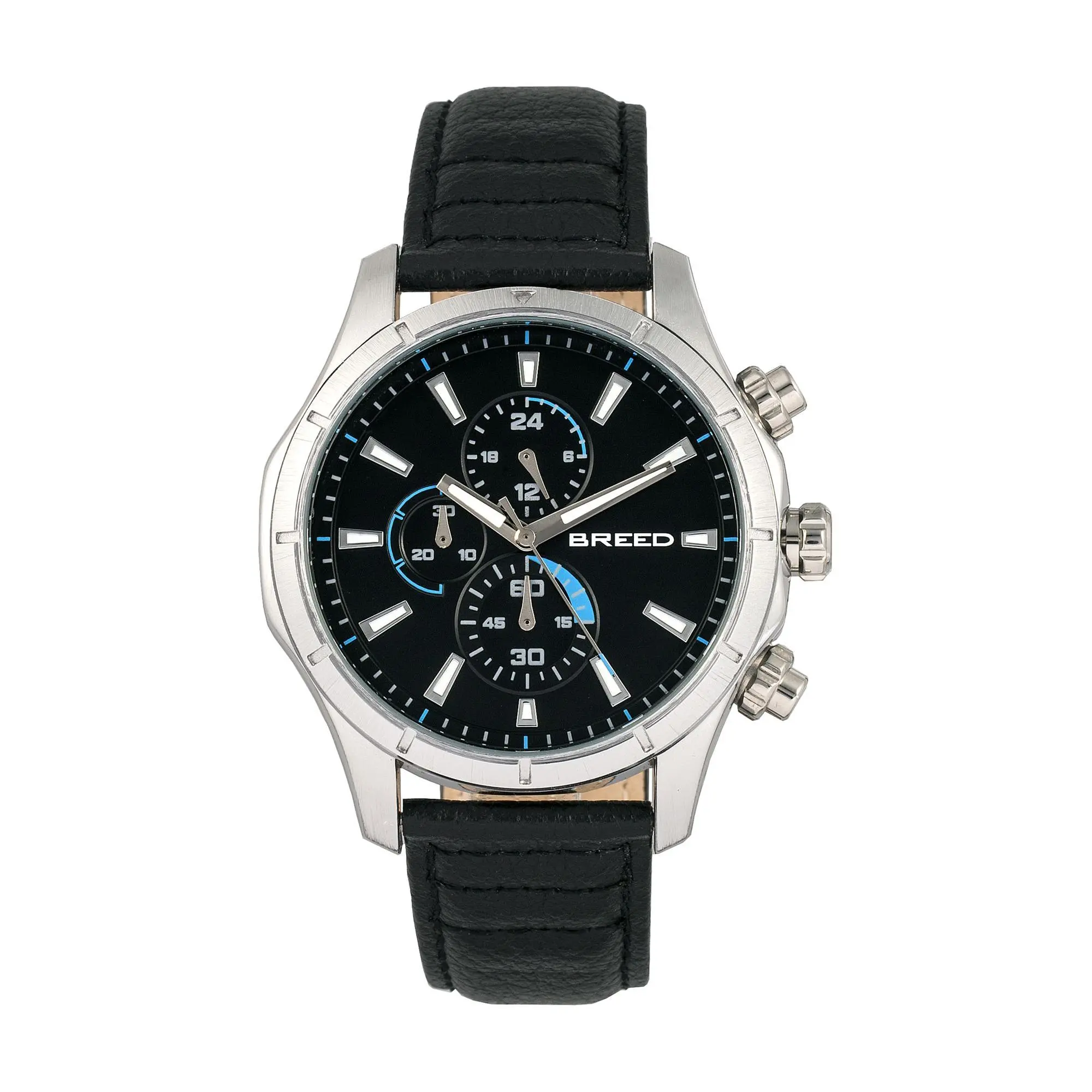 Breed Men's Lacroix Chronograph Black Leather Srap Watch