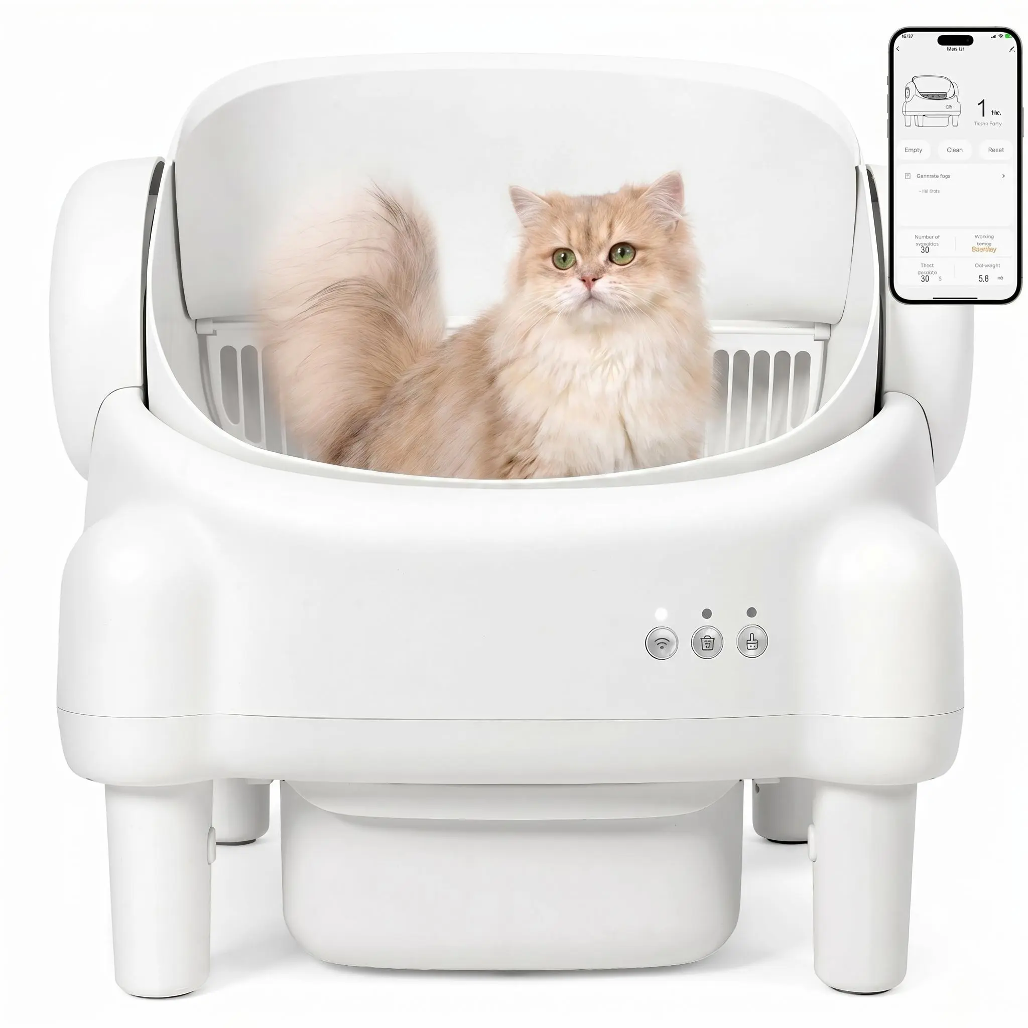 TAYACICY Open-Top Automatic Litter Box - 10.5L Smart Self-Cleaner with Dual Safety Tech, Infrared Sensor, Gravity Safety Sensors, 2.4G WiFi Data, Smart App Control, Odor Lock, 16.5”×16.5” Entrance, Universal Fit for Cats
