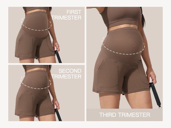 POSHDIVAH Women's Creamluxe Maternity Yoga Shorts with Pockets Pregnancy Workout Running Pants Clothes 6"/9"/12" POSHDIVAH Women's Creamluxe Maternity Yoga Shorts with Pockets Pregnancy Workout Running Pants Clothes 6"/9"/12"