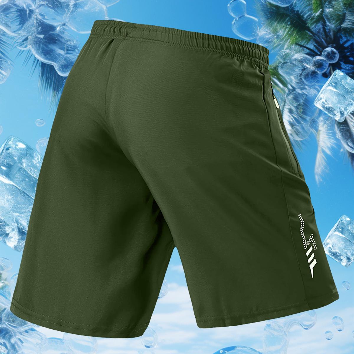 Men's sports shorts, summer casual quick-dry elastic waistband drawstring shorts with zipper pockets, durable and comfortable, suitable for gym workouts and outdoor leisure activities, perfect as a gift gear