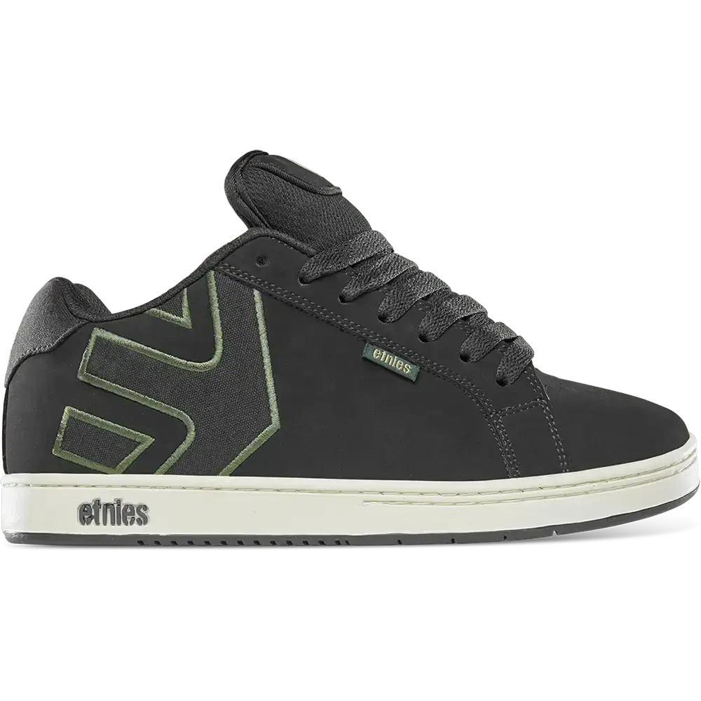 etnies Fader Black/Green Retro Skateboard Shoes - Sports Shoes, Trainer for Casual Wear, All-Day Cupsole Comfort, Wide Padded Suede, Grippy Outsole, 90s Classic Reissued Sneakers with Laces, Reinforced Sole, Heritage Vibe, Suede Upper, Unisex, Everyday Sn