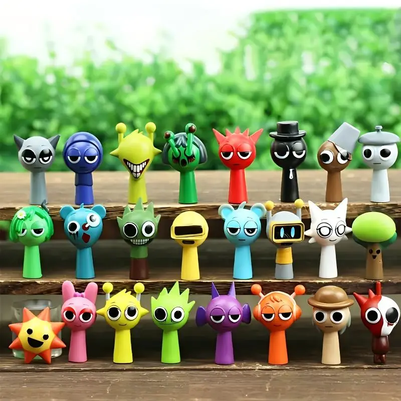 24-Piece Sprunki Action Figure Set, Figures Combo, Unique Music Game Dolls for Kids & Adults, Whimsical Statues for Car & Desktop Decor, Decor Figurine