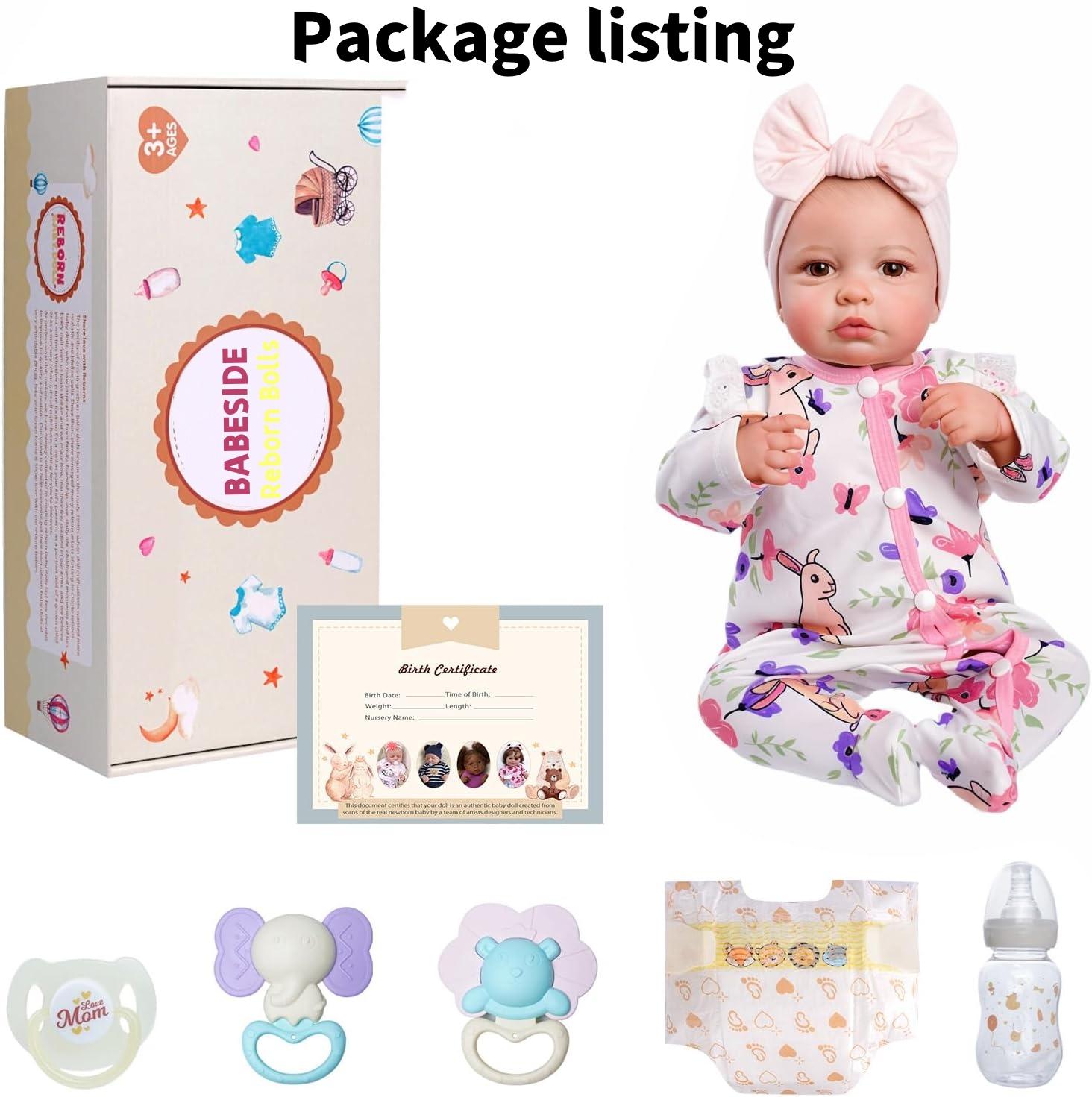 BABESIDE Lifelike Reborn Baby Dolls 20Inch Fabric Body Vinyl Limbs Real Life Baby Dolls with Toy Accessories for Kids Age 3+ Suitable Gifts for Mother's Day Valentine's Day Children's Day & Christmas BABESIDE Lifelike Reborn Baby Dolls 20Inch Fabric Body Vinyl Limbs Real Life Baby Dolls with Toy Accessories for Kids Age 3+ Suitable Gifts for Mother's Day Valentine's Day Children's Day & Christmas