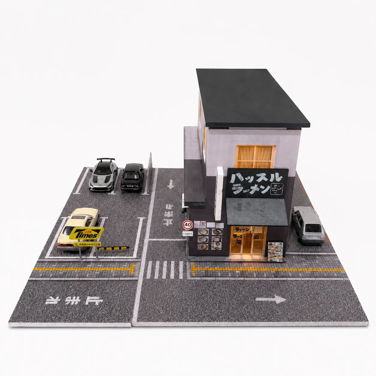 Micro-Scale Ramen Shop Miniature Diorama Car Garage, Collectible Model, Replica Diecast Toys, Miniature World Display Piece
