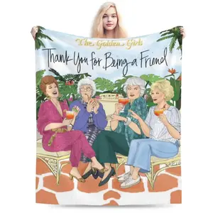 The Golden Girls Blanket Cartoon GG Throw Blanket for Couch, Bed, Sofa Luxurious Warm and Cozy for All Seasons Family and Friends Perfect Christmas Present
