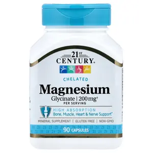 21st Century Chelated Magnesium Glycinate, 90 Capsules, (100 mg per Capsule)
