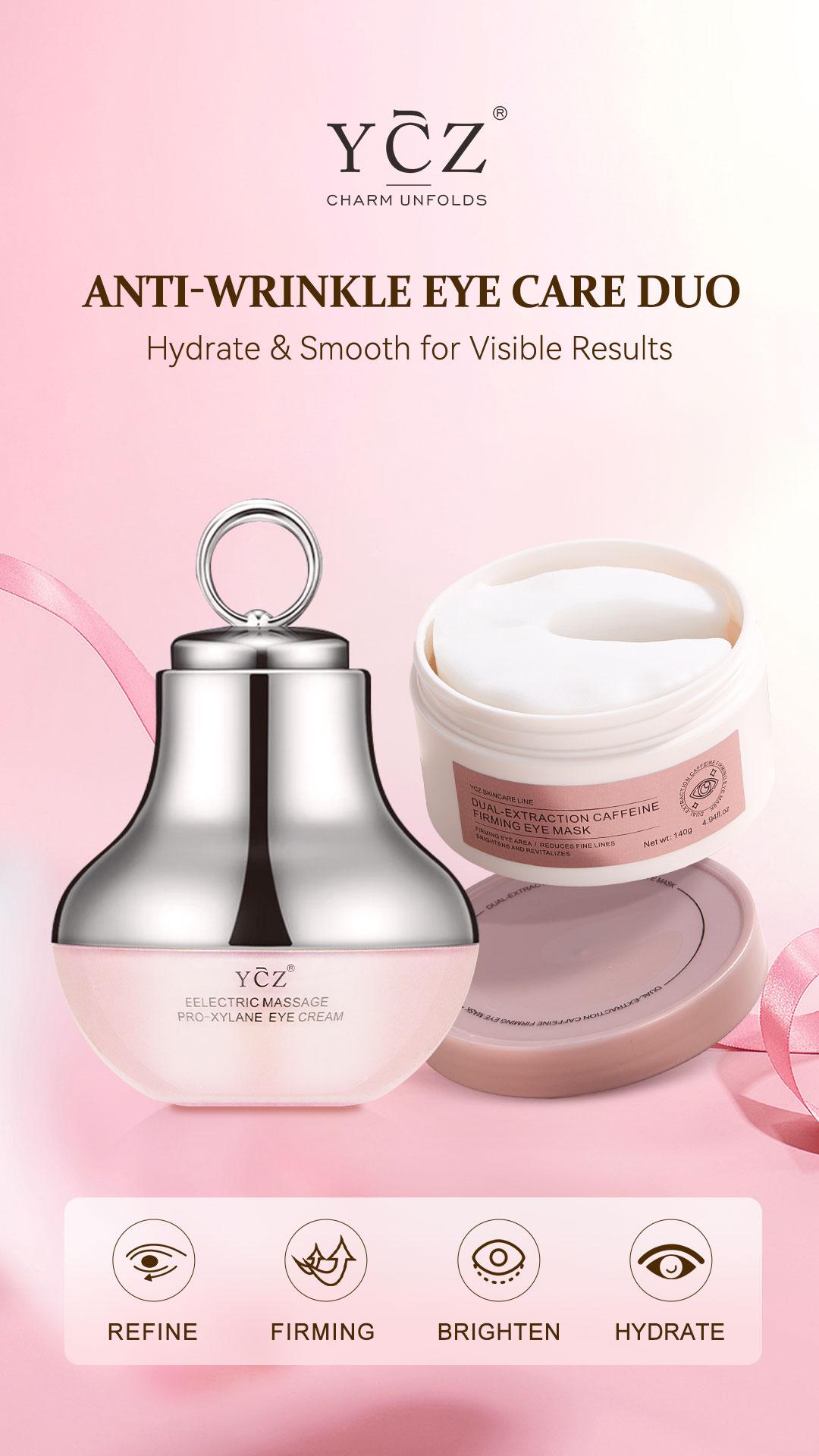 YCZ Instant Eye Renewal Kit | Electric Massage Eye Cream & Caffeine Eye Maskfor Hydration, Depuffing & Fine-Line Smoothing
