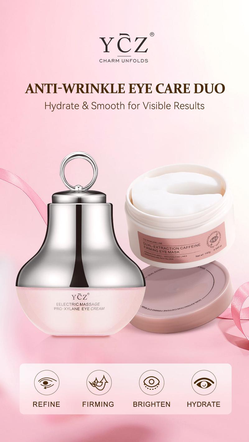 YCZ Instant Eye Renewal Kit | Electric Massage Eye Cream & Caffeine Eye Maskfor Hydration, Depuffing & Fine-Line Smoothing