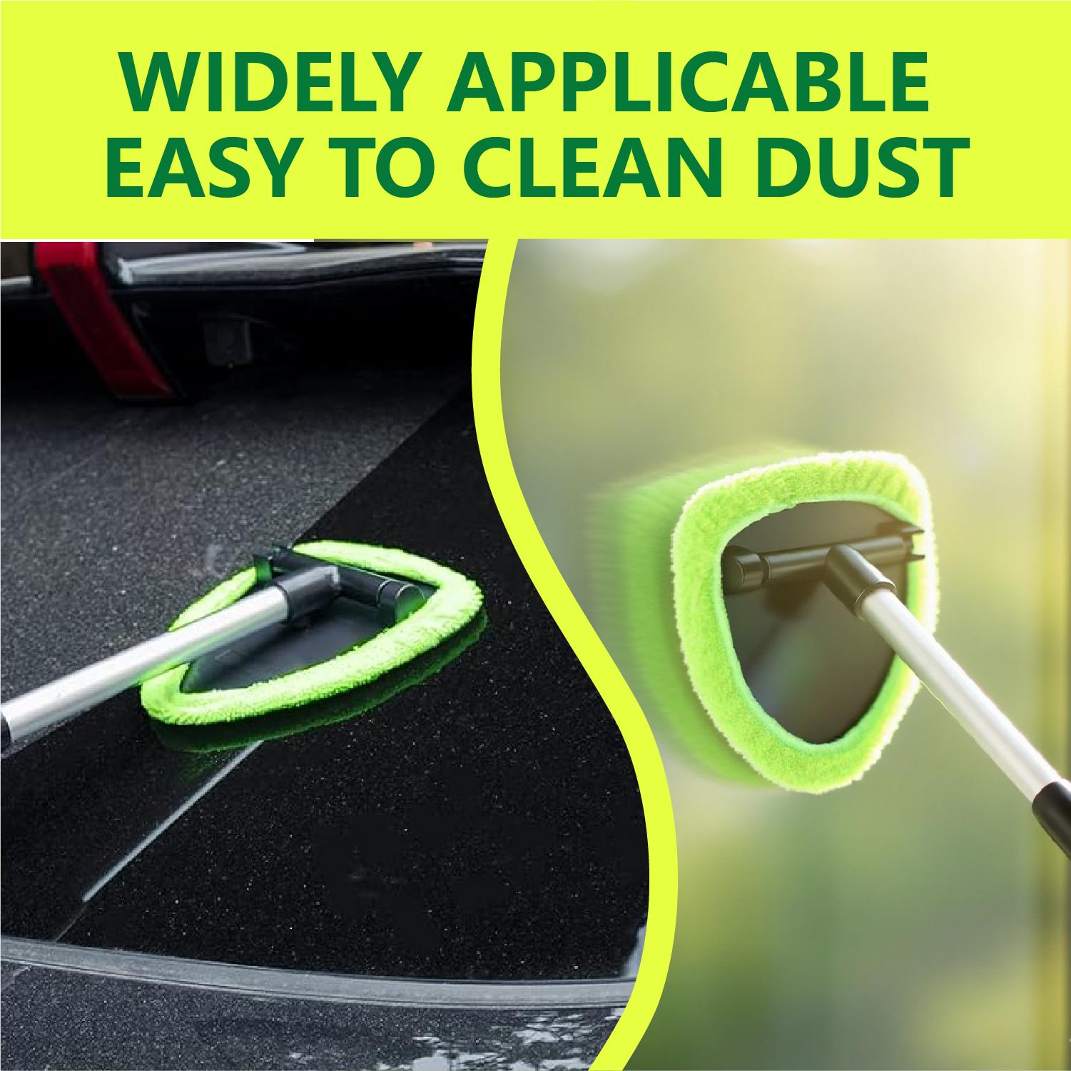 Windshield Cleaning Tool, Microfiber Car Window Cleaning Tool with 4 Reusable,Washable Microfiber Pads,Extendable Handle,Auto Interior Exterior Glass Wiper Car Glass Cleaner Kit,Car Cleaning Supplies