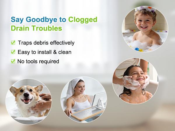 Hibbent Bathtub Drain Stopper, Bathroom Drain Stopper with Hair Catcher, Bath Tub Drain Strainer Plug and Cover