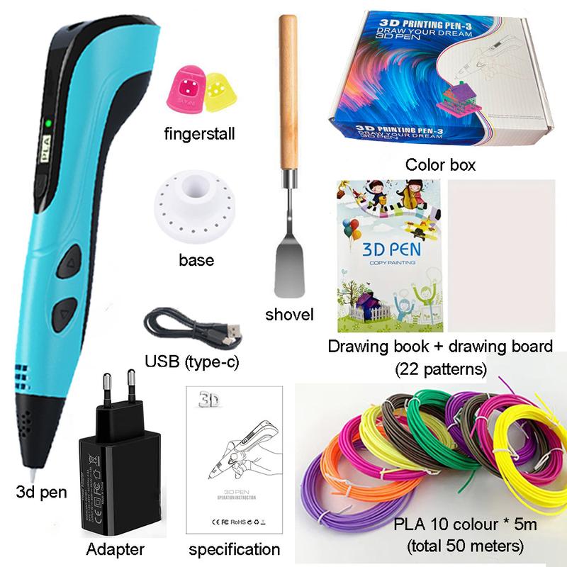 Newest 3D Printing Pen Set with LCD Display Screen PLA Filament USB Adapter & 22 Design Drawing Book Creative DIY Gift for Kids Birthday New Year Present   ideal   birthday   gift Fun