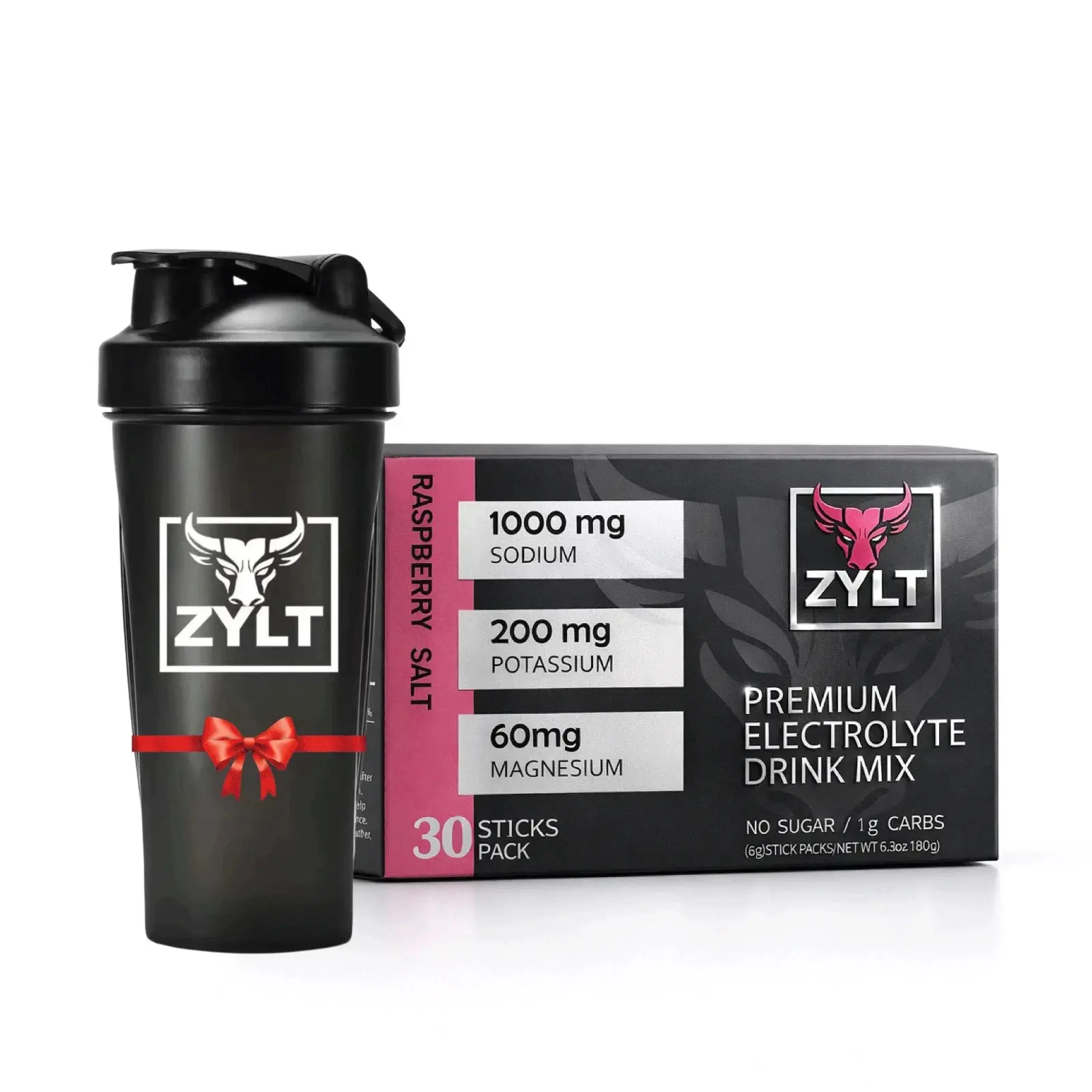 ZYLT Low Sodium Raspberry Electrolyte Powder Sticks - Sugar-Free, 30 Sticks Edible Drink Mix, All Ages Dietary Supplement for Fitness Muscle Support