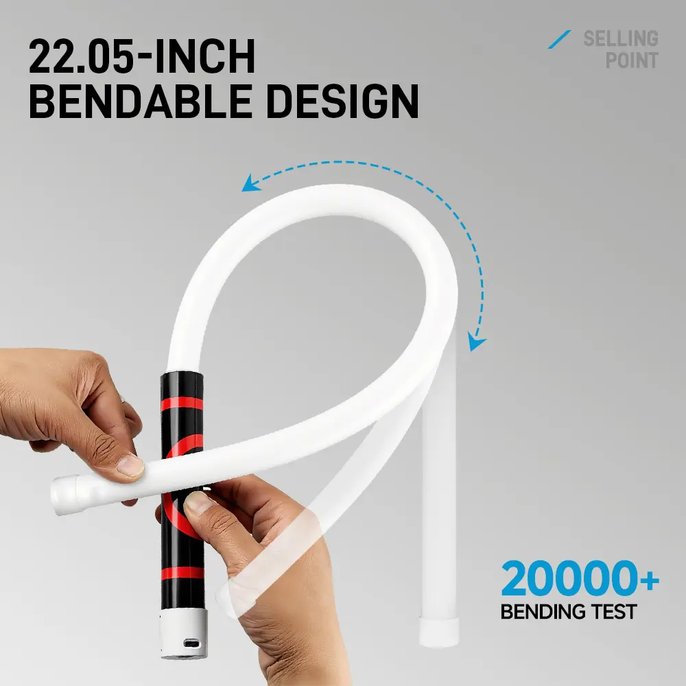 bendable rechargeable flashlight Troika USB Multi-Function – The light consists of a 16 inch bendable gooseneck with a removable rechargeable compact flashlight at each end Troika Bendable Magnetic USB Rechargeable