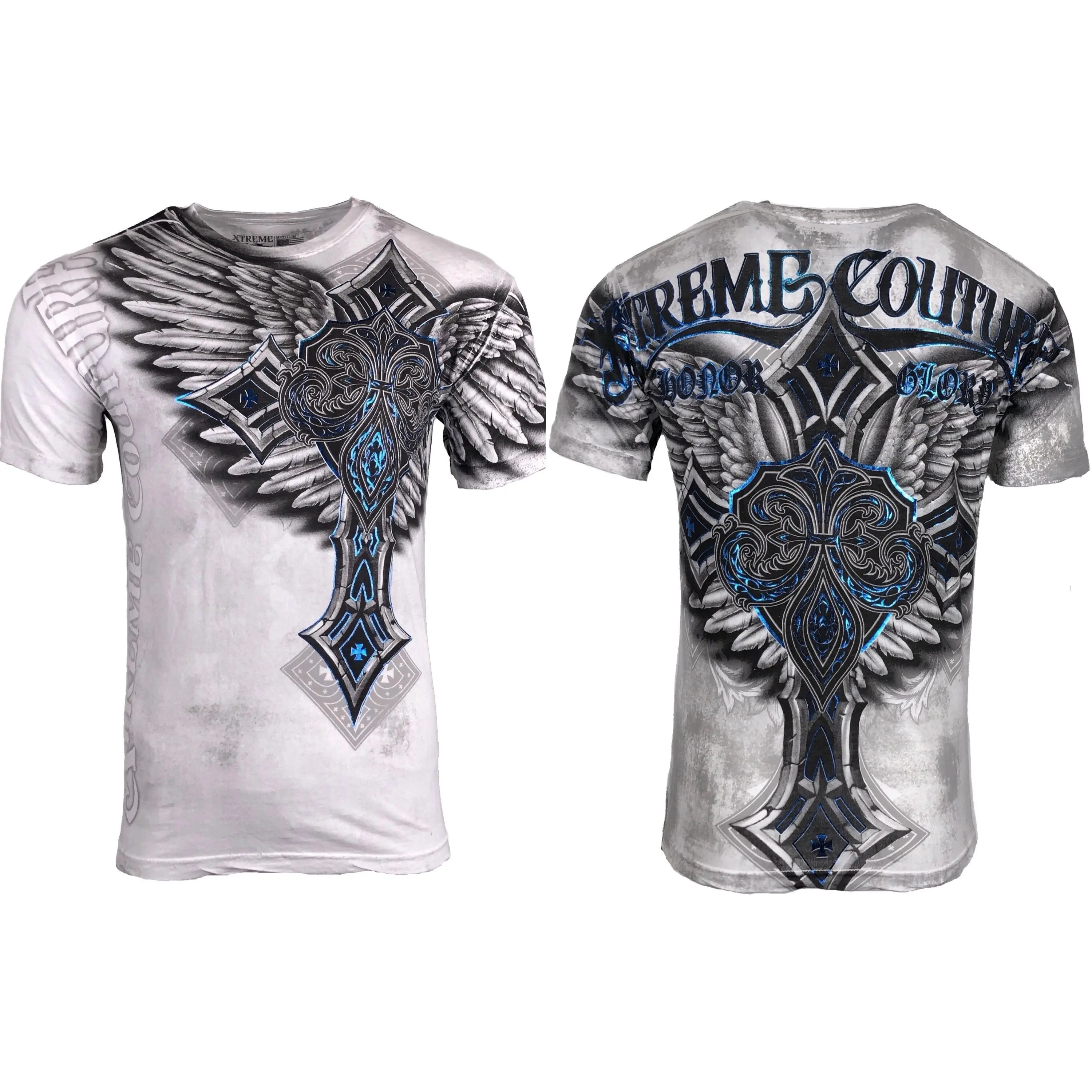 XTREME COUTURE Men's Short Sleeve Crew Neck Cotton Lightweight All Over Print T-Shirt - LAST BLOW, 2000s Vintage Casual Menswear Tops