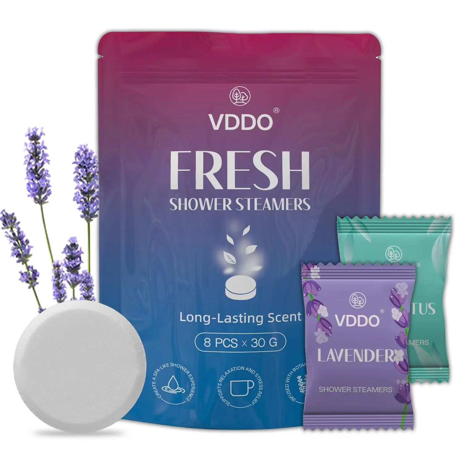 8Pcs Shower Steamers Aromatherapy Gift Set | Natural Essential Oils for Stress Relief & Relaxation | Lavender & Eucalyptus Bath Tablets | Home Spa Experience | Long-Lasting Scent Shower Bombs for Women & Men Body Care Products Fragrance