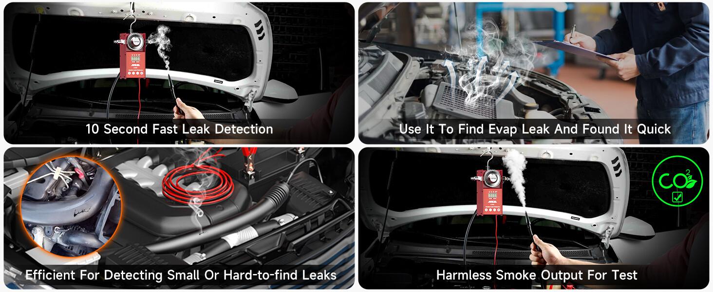 ANCEL L100 Automotive Smoke Machine EVAP Smoke Leak Detector with Digital Pressure Gauge, Air Smoke Dual Modes, Automotive Car Vacuum Leakage Locator All Systems Leak Detector for All Pipes Car Truck