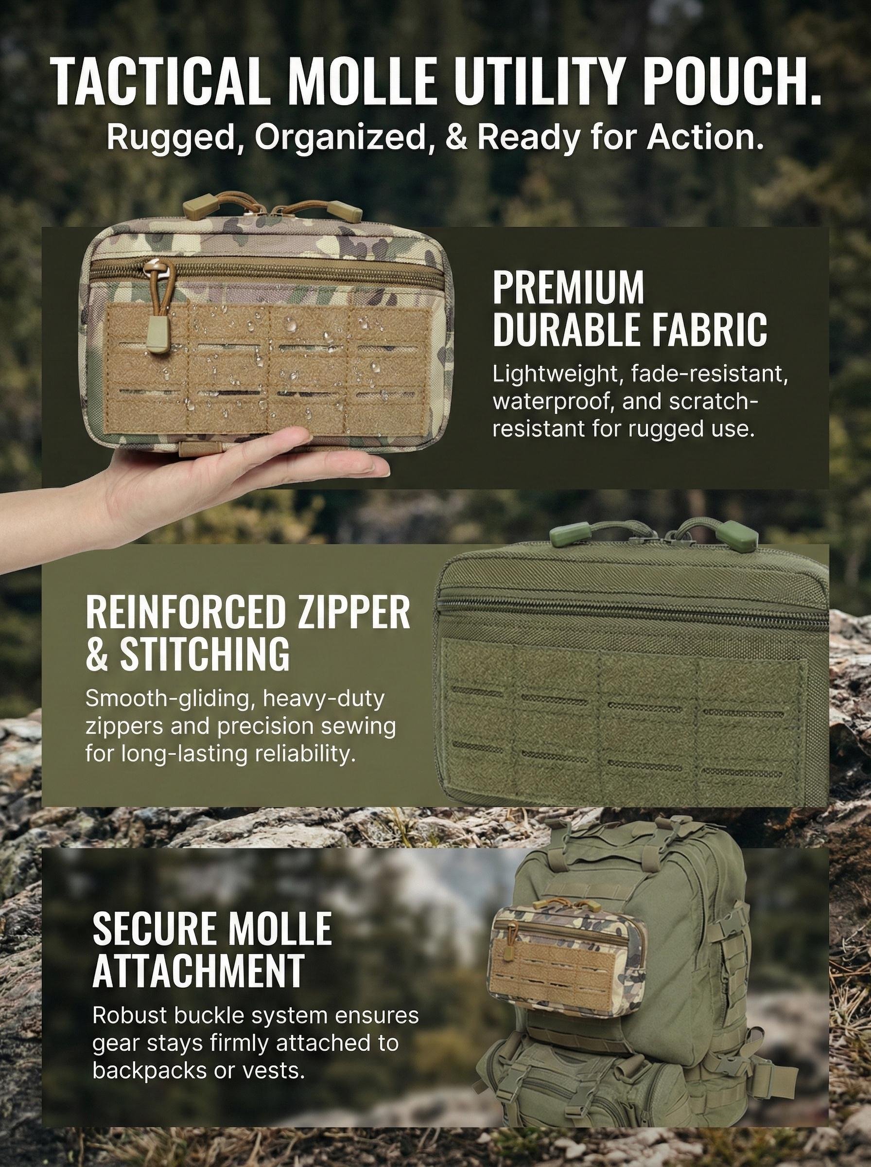 Tactical Molle Admin Pouch 8.7"x5.3"x2.2" Durable 1000D Nylon EDC Tool Pouch with US Flag Patch & Keychain Modular Storage Solution Essential Pack TikTokShopJumpstartSale SpringStatements