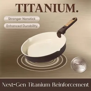 CAROTE 22Pcs Titanium Cookware Set, Pots and Pans Set Non Stick, Kitchen Cooking Set with Detachable Handle, Non Toxic Induction Cookware, Dishwasher/Oven Safe, Browm