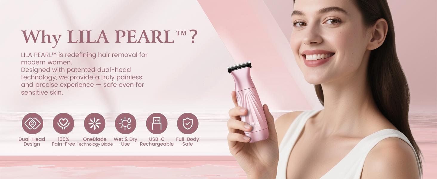 Akunbem Bikini Trimmer for Women – 2-in-1 Dual-Head Electric Shaver, Painless & Waterproof, Perfect for Face, Bikini, Arms & Legs