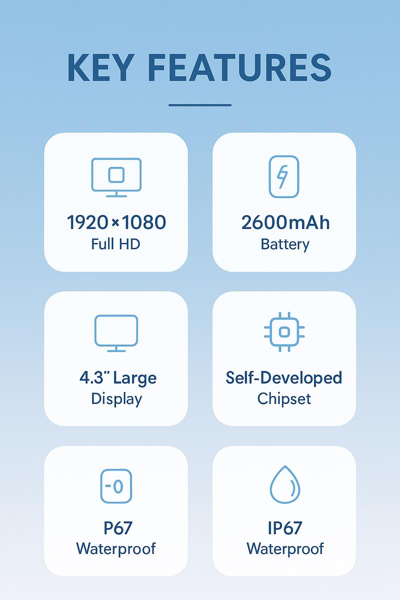 OBD Scanner with 4.3" IPS Borescope Camera IP67 Waterproof Car Pipe Engine Inspection Diagnostic 5MP Dual-Lens Endoscope 8 Adjustable LEDs Plug & Play