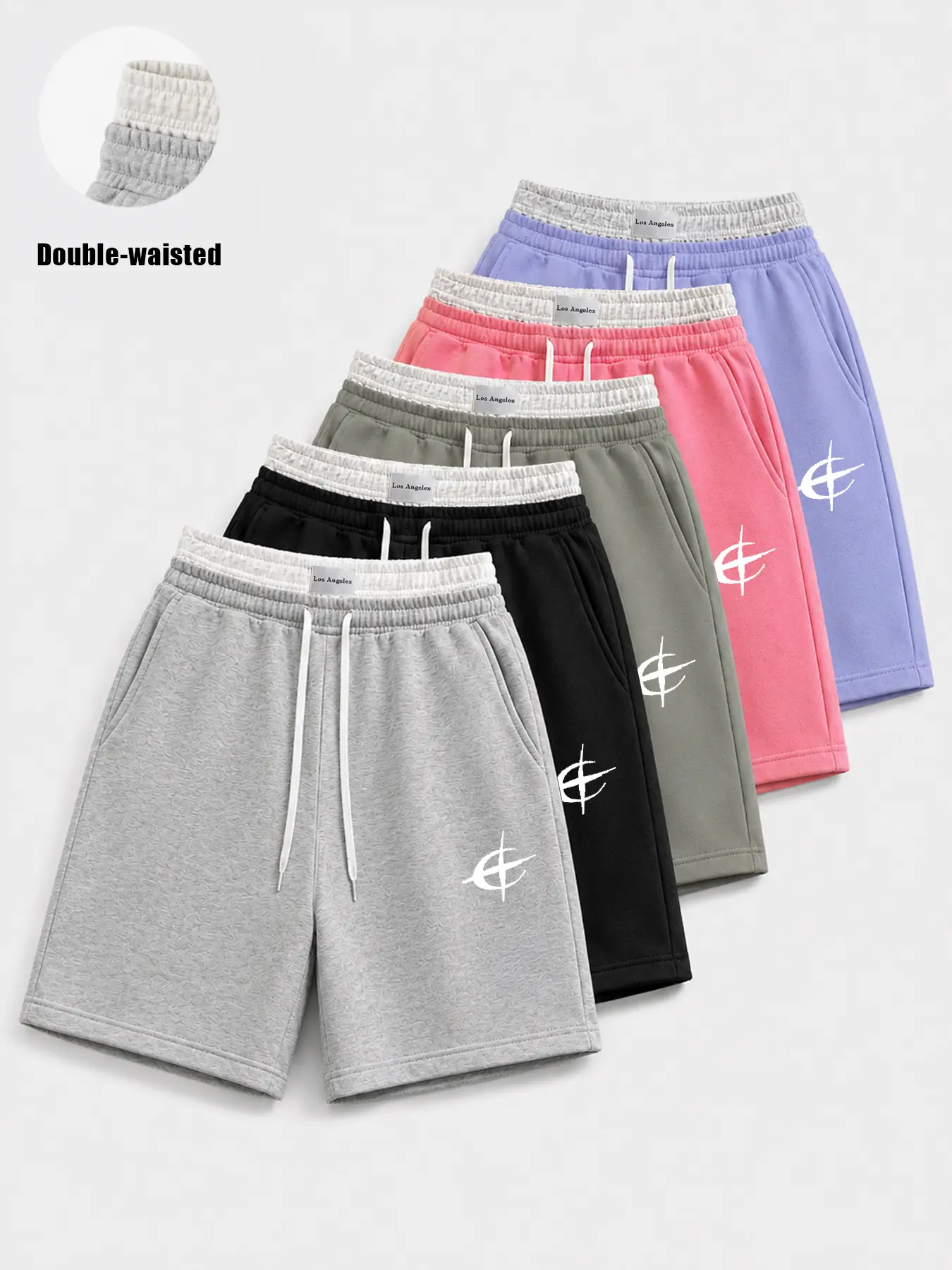 Mens Double Waistband Sweat Shorts Casual Athletic Jogger Shorts with Drawstring Pockets Loose Fit Above Knee Lounge Streetwear Shorts 1or2or3or5 Pack Everyday Summer Gym Walking Outfit Shorts for Men