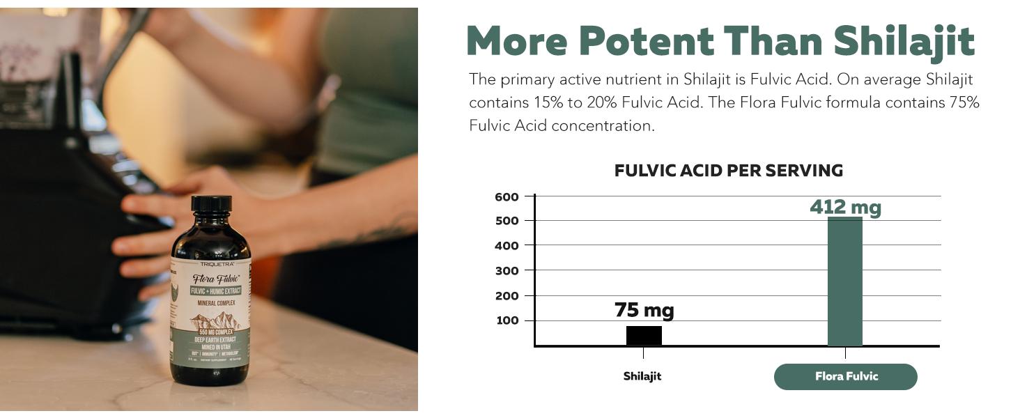 Flora Fulvic | Natural Trace Mineral Complex with Fulvic Acid & Humic Acid – 550 mg, Mined in Utah, Supports Gut Health & Digestion – 8 fl oz