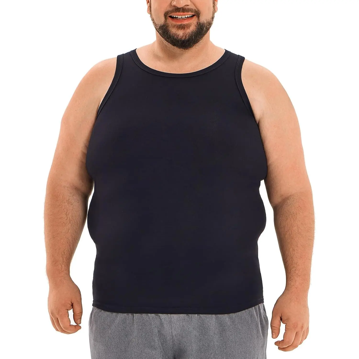HOdo Menswear Big & Tall Men's Sleeveless Cotton Blend Compression Shirts - Snug Fit Shapewear, Tight Support Slimming Undershirts, Tummy Control Tank Tops (2XL-6XL)