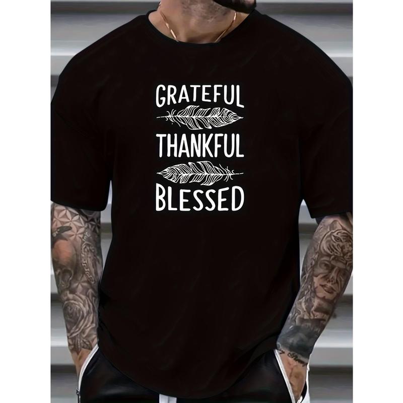 Stylish Plus Size Men's T-Shirt with Bold Slogan Print - Casual,  Comfortable ,  Machine Washable - Perfect for All Seasons,  PLUS SIZE